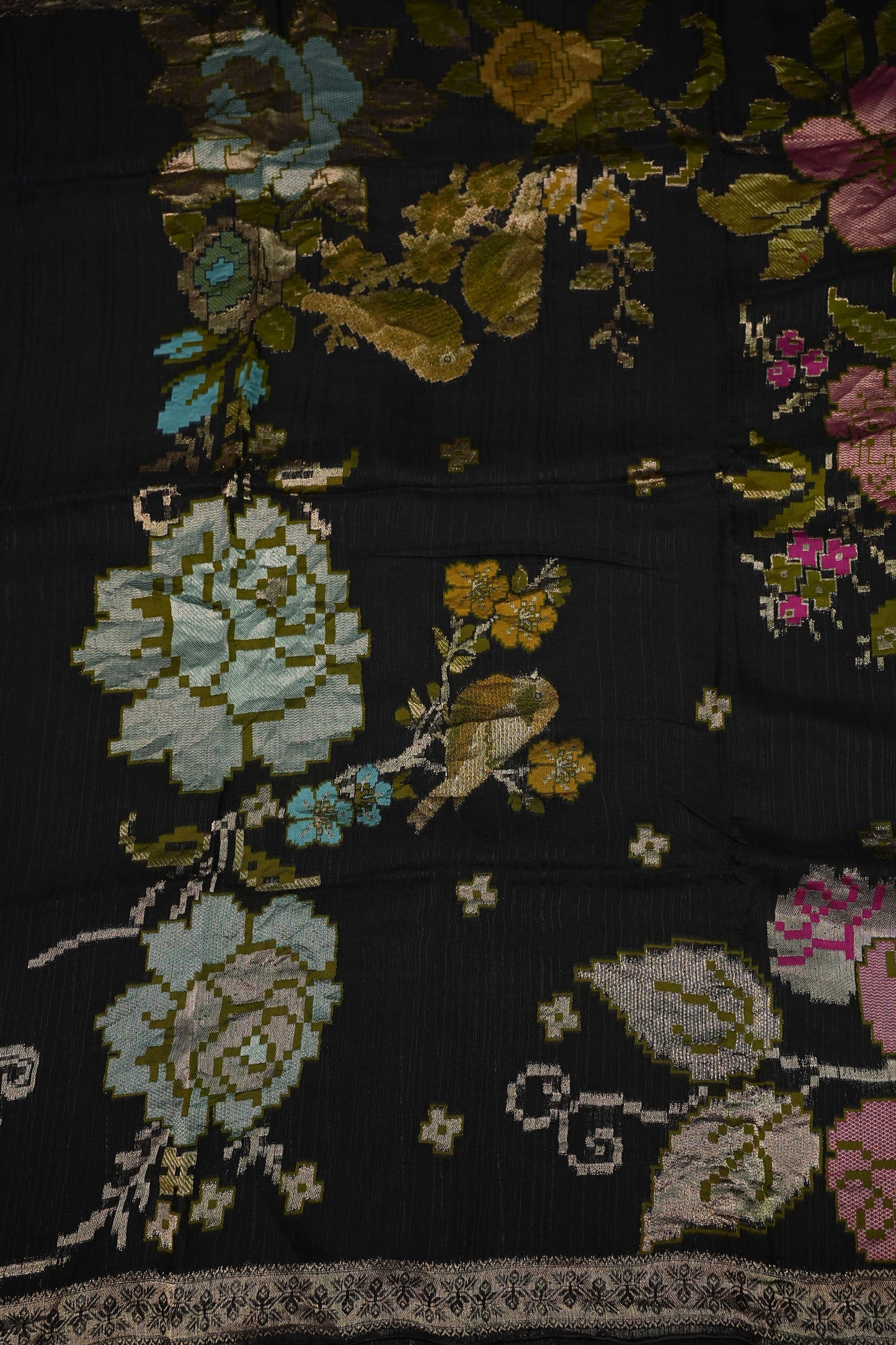 Soft Matka Banarasi Saree with Needle Design Work – Black