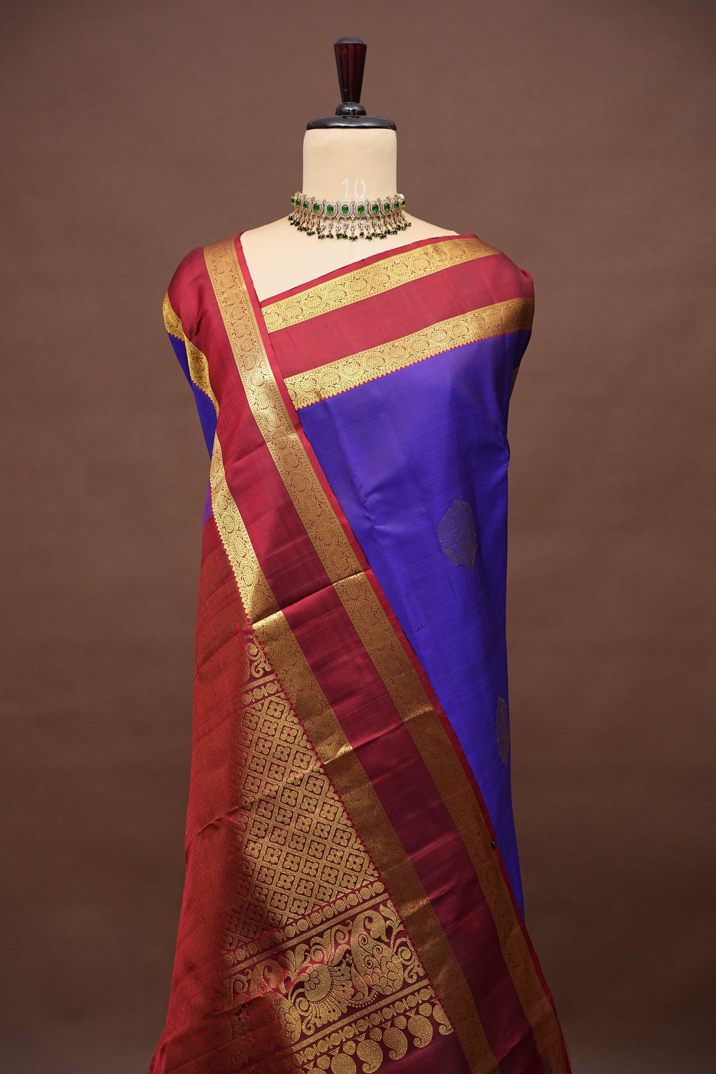 Pure Kanchipuram Silk Saree - Deep Purple & Maroon| Silk Mark Certified