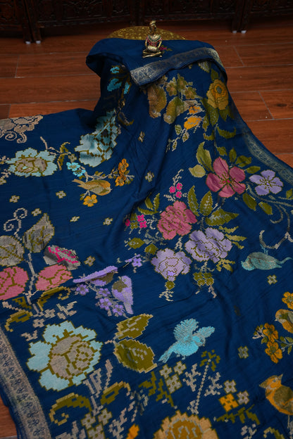 Soft Matka Banarasi Saree with Needle Design Work – Peacock Blue