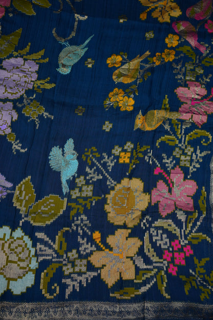 Soft Matka Banarasi Saree with Needle Design Work – Peacock Blue