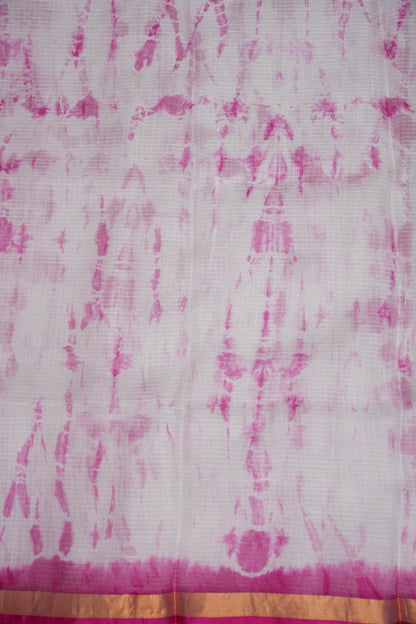 Silk Kota Shibori Tie & Dye Saree - Pink & White