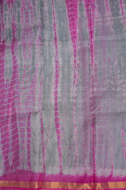 Silk Kota Shibori Tie & Dye Saree - Grey and Pink
