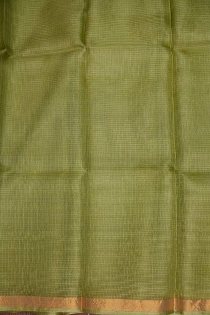 Silk Kota Plain Saree - Sage Green