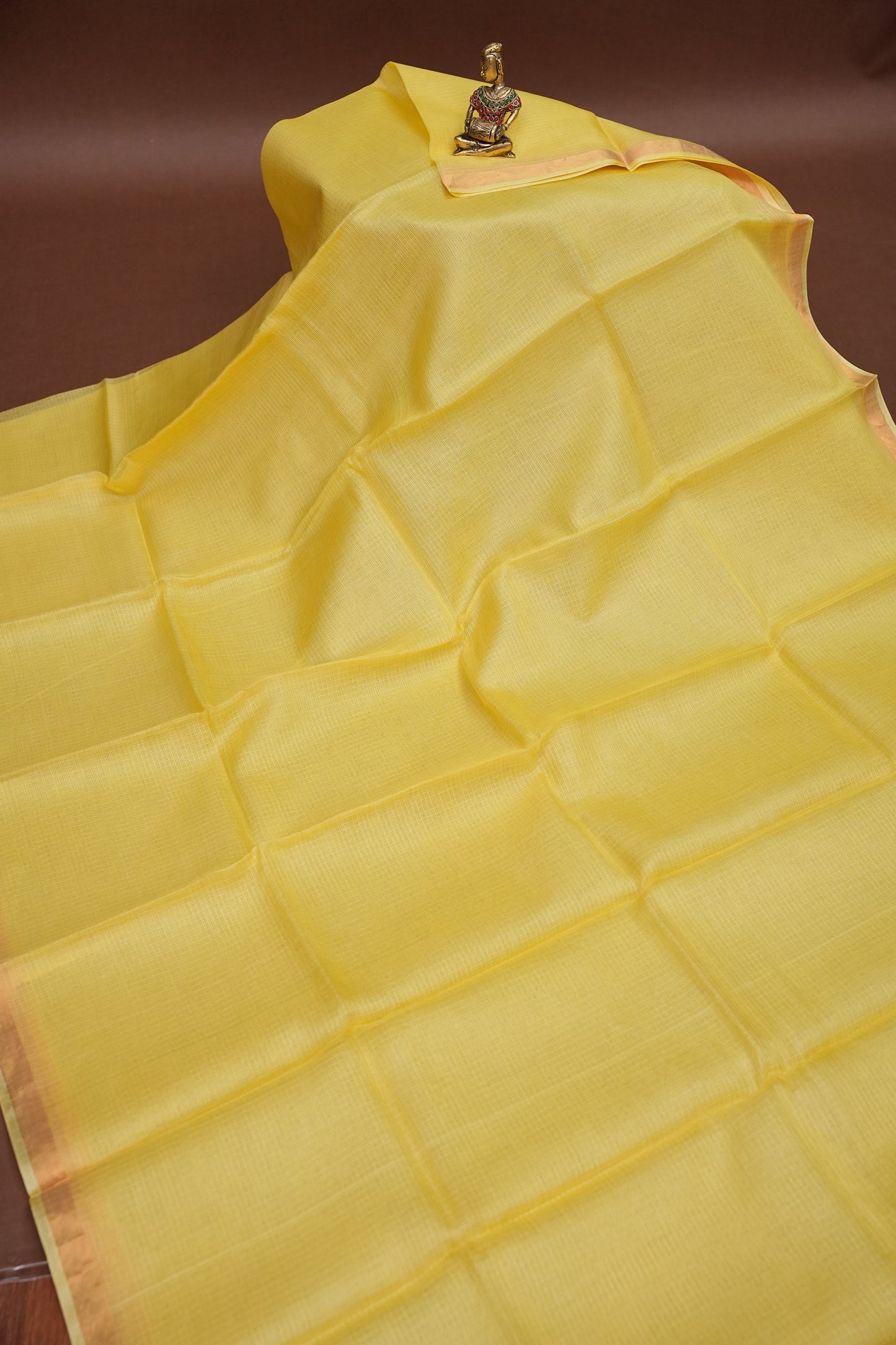 Silk Kota Plain Saree - Lemon Yellow
