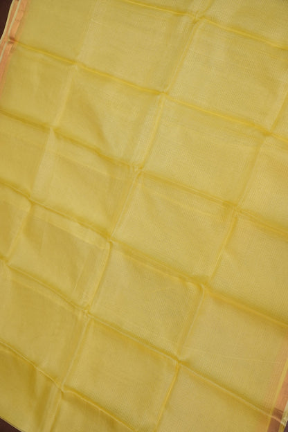 Silk Kota Plain Saree - Lemon Yellow