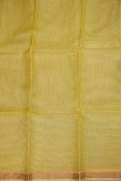 Silk Kota Plain Saree - Lemon Yellow