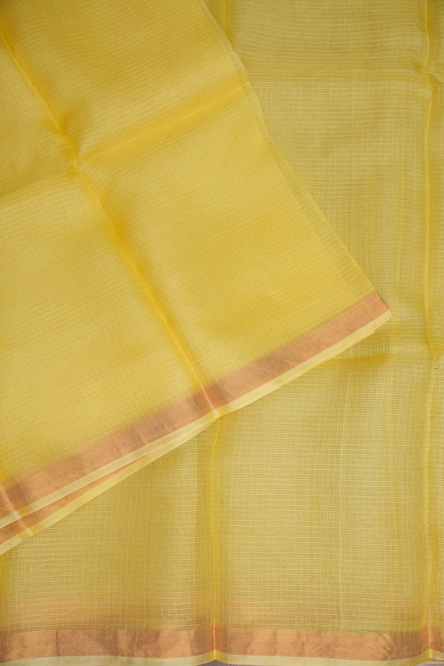 Silk Kota Plain Saree - Lemon Yellow