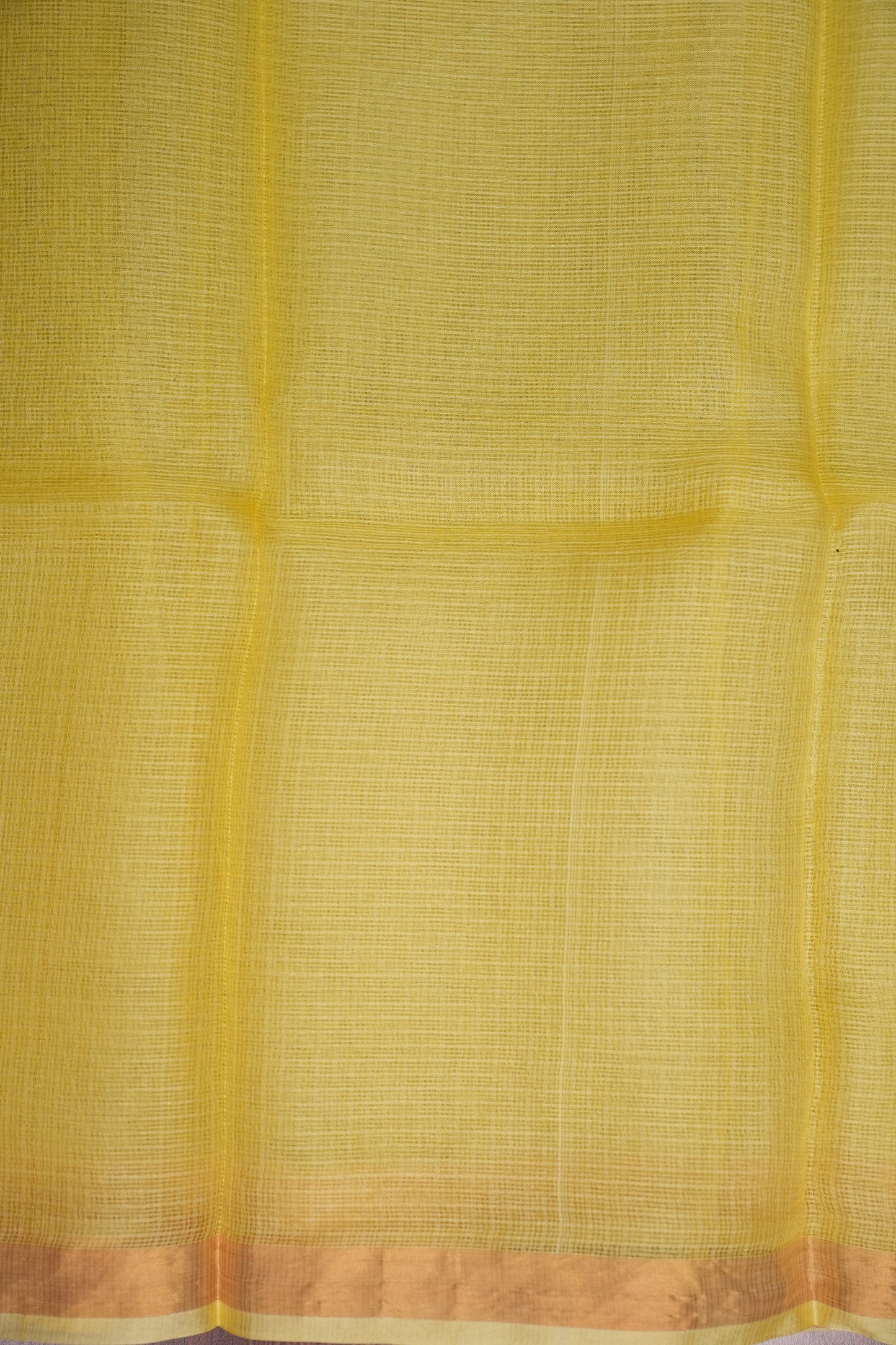 Silk Kota Plain Saree - Lemon Yellow