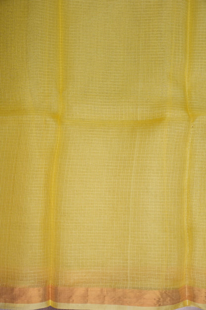 Silk Kota Plain Saree - Lemon Yellow