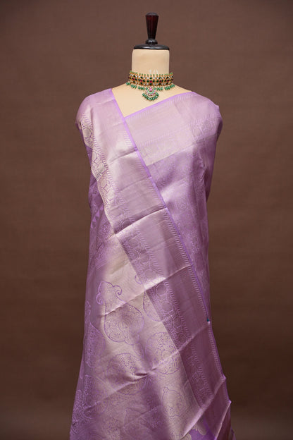 Lavender Fully Brocade Pure Kanchipuram Silk Saree|Silk Mark Certified