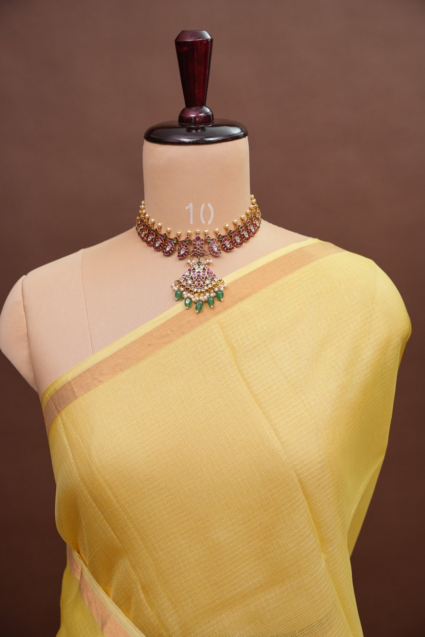 Silk Kota Plain Saree - Lemon Yellow