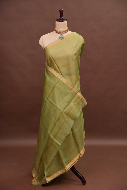 Silk Kota Plain Saree - Sage Green