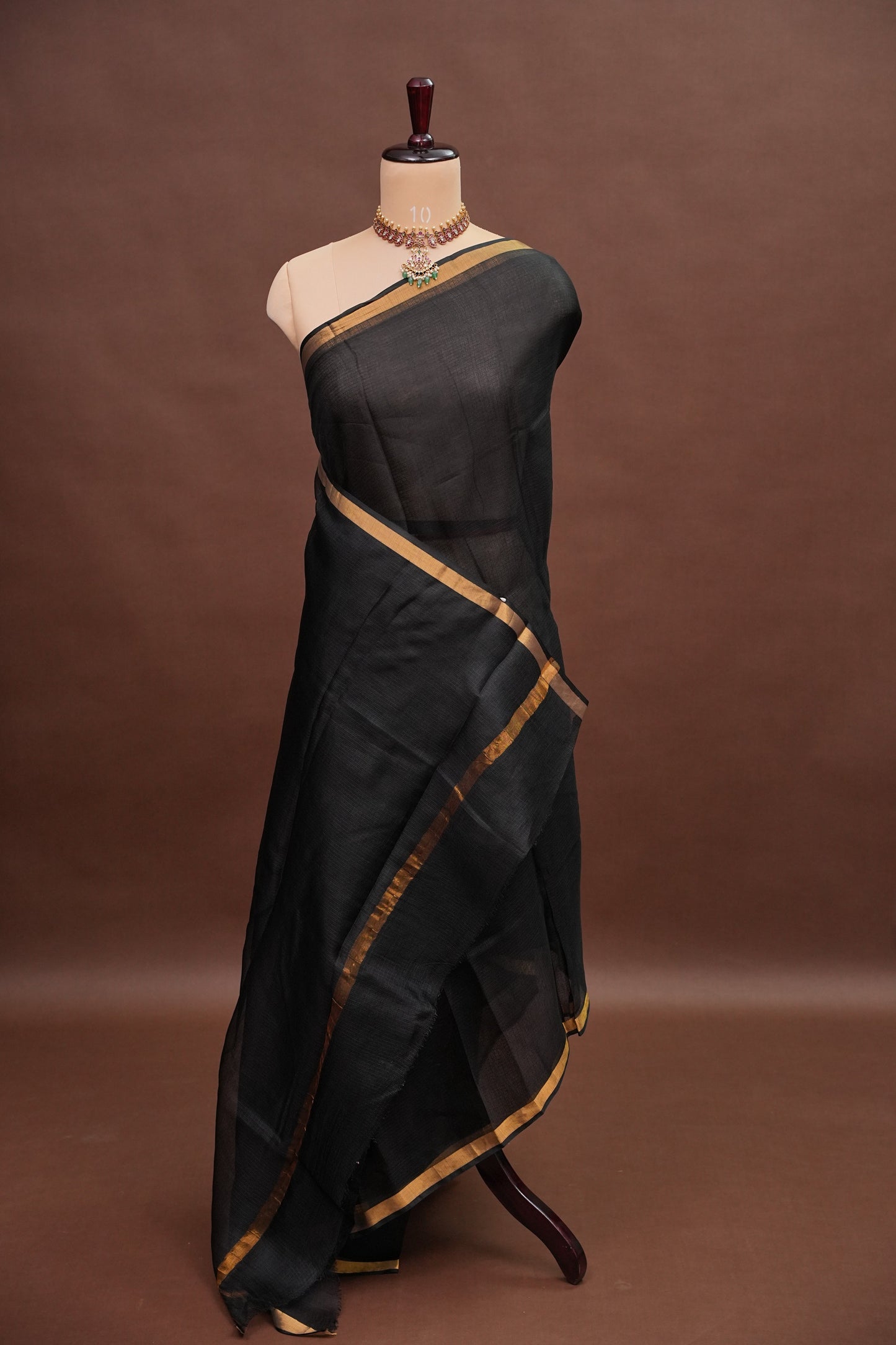 Silk Kota Plain Saree - Black