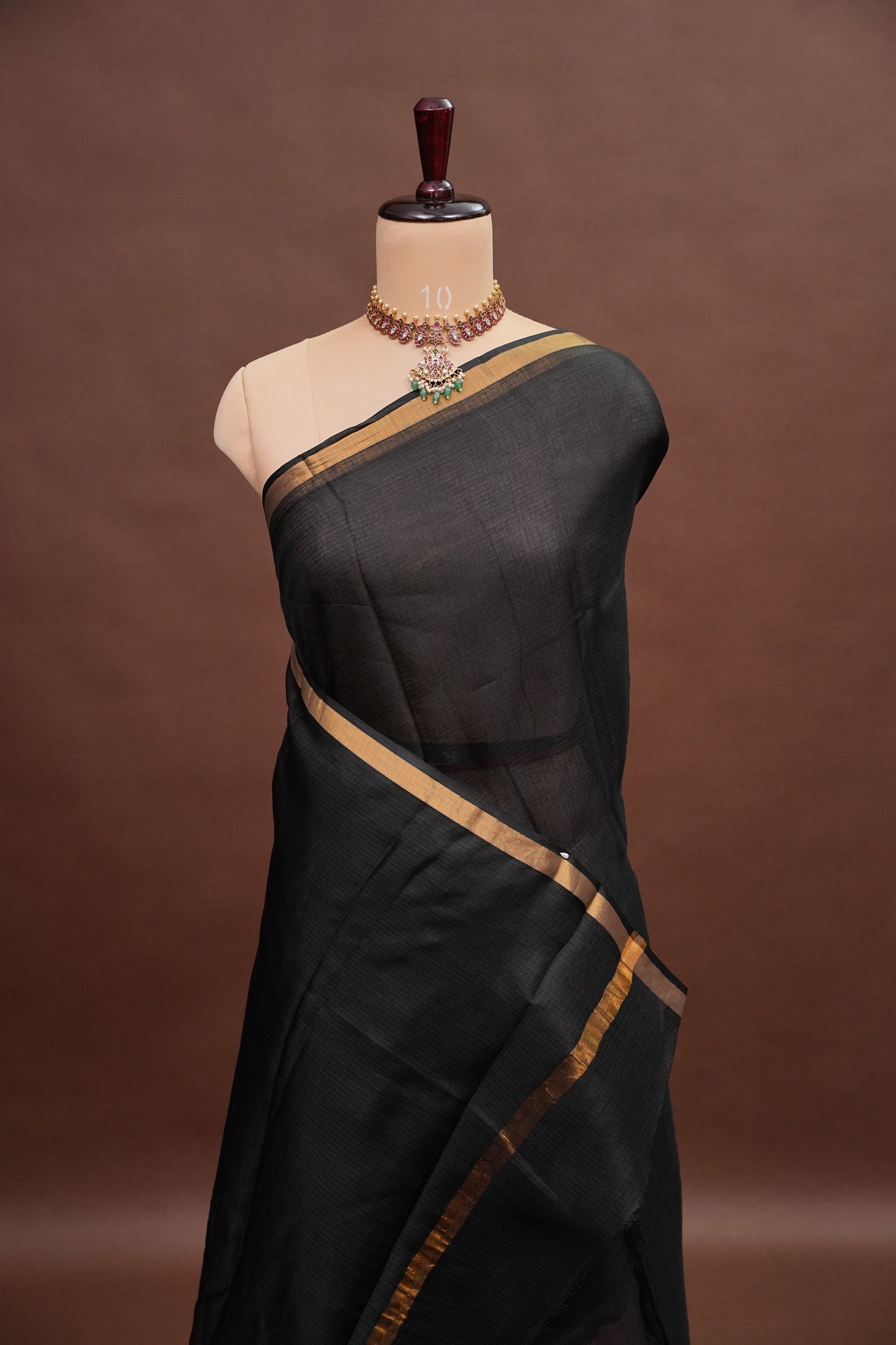 Silk Kota Plain Saree - Black