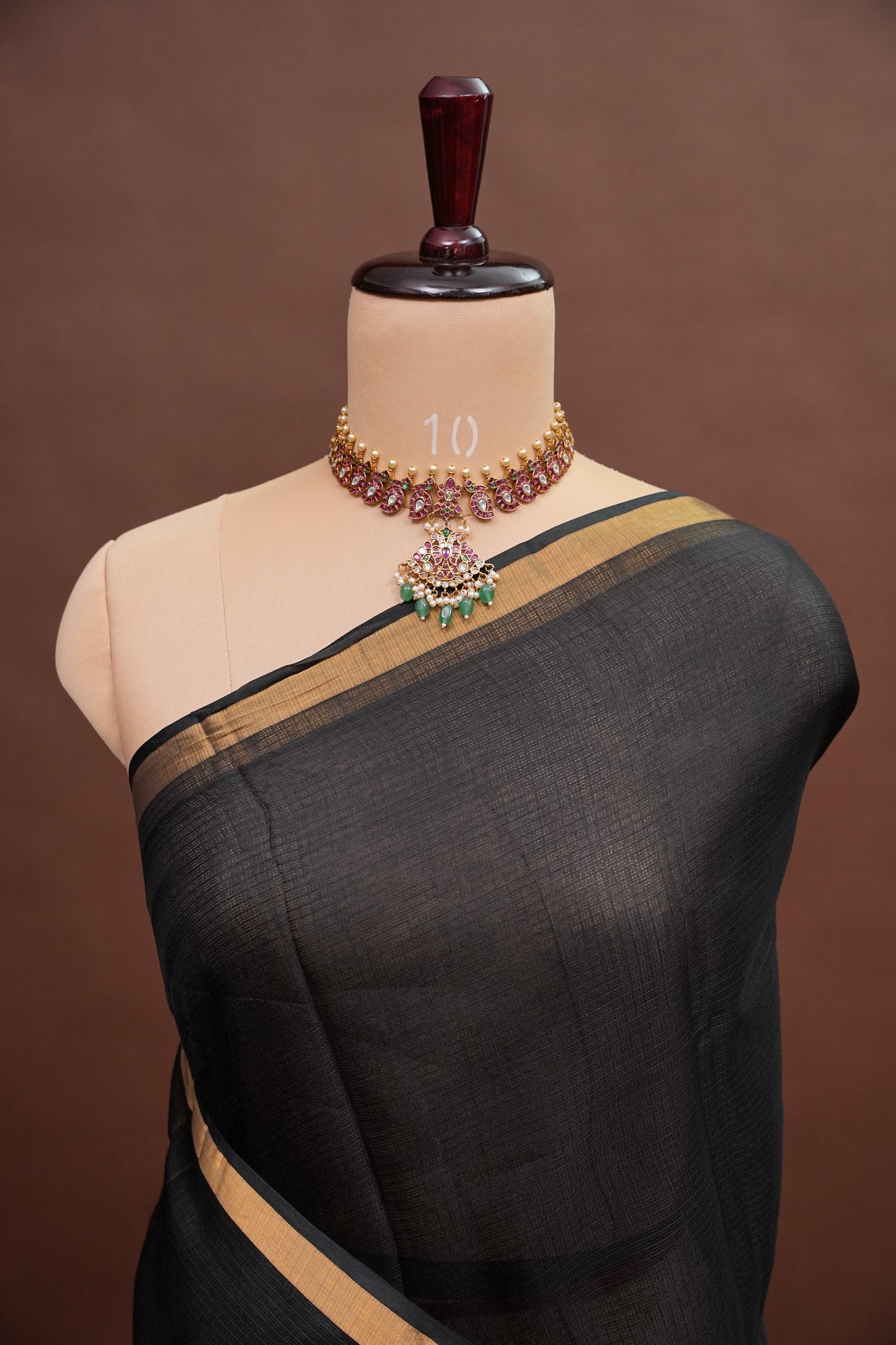 Silk Kota Plain Saree - Black