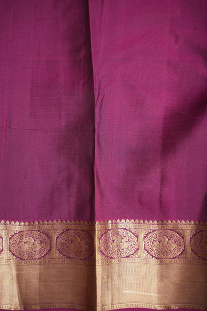 Pure Kanchipuram Silk Saree - Bottle Green & Magenta| Silk Mark Certified