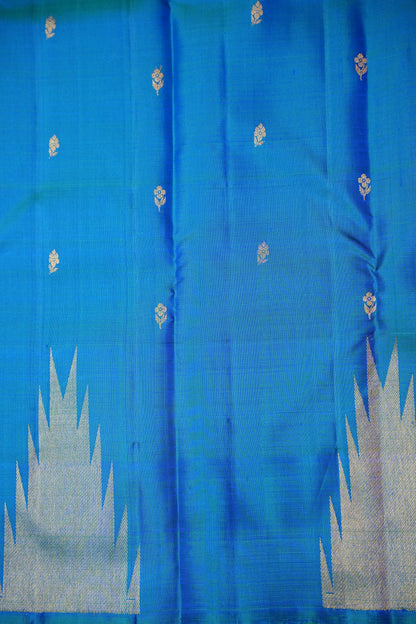 Dual Tone Blue & Pink Pure Kanchipuram Silk Saree with Rich Zari Work | Silk Mark Certified