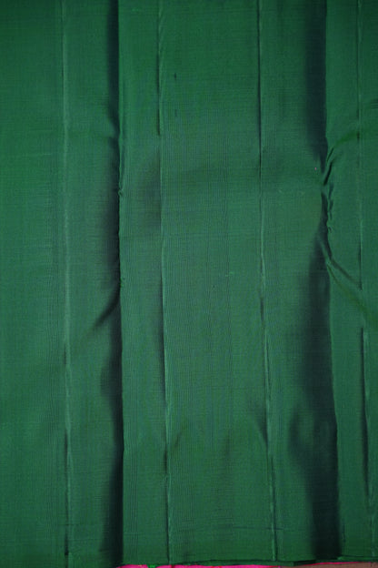 Rani Pink & Green Pure Kanchipuram Silk Saree with Zari Checks Pallu | Silk Mark Certified