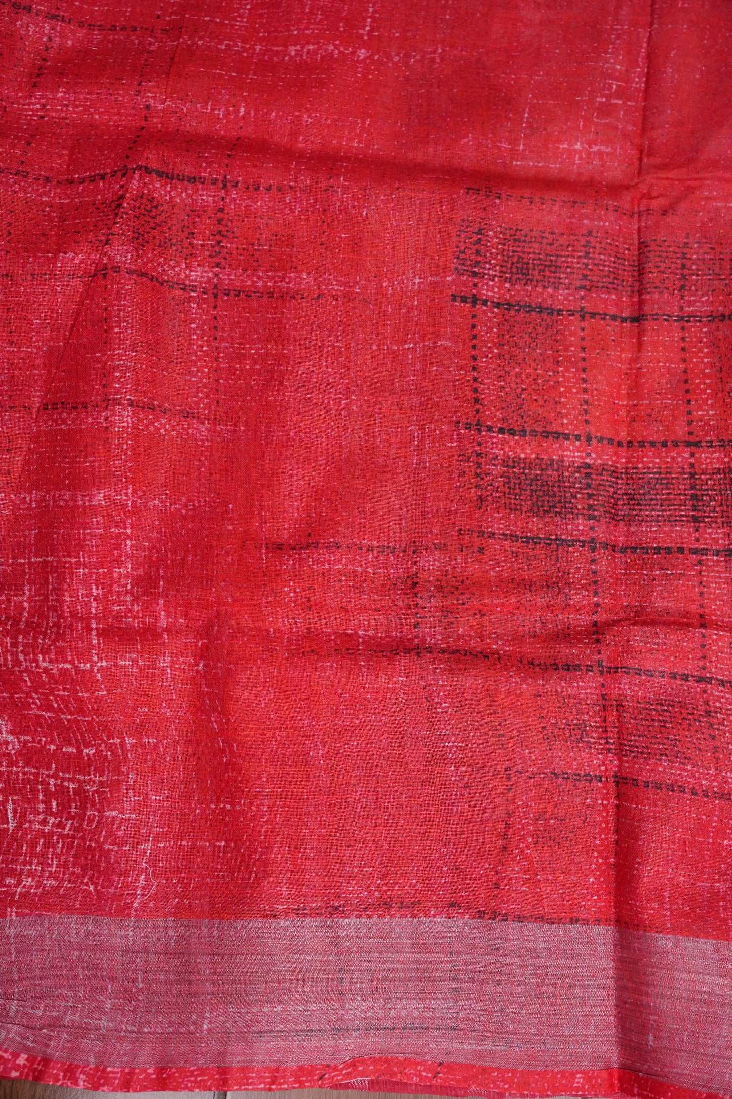 Digital Printed Pure Linen Saree - Grey