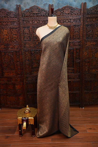 Soft Banarasi Semi Silk Full Brocade Saree – Black
