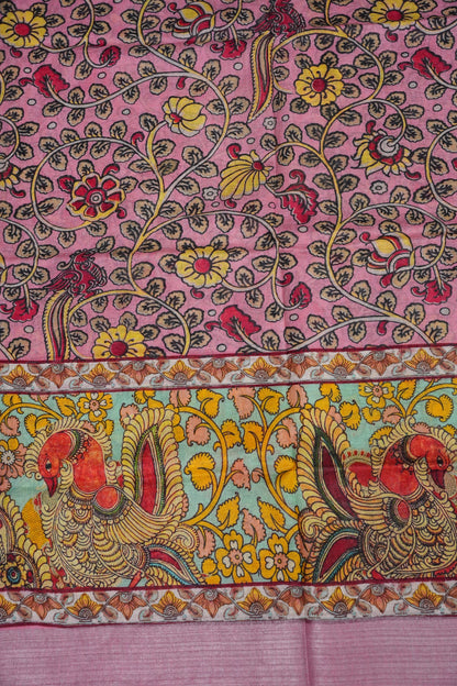 Digital Printed Pure Linen Saree - Baby Pink