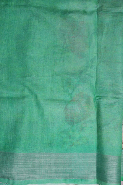 Digital Printed Pure Linen Saree - White