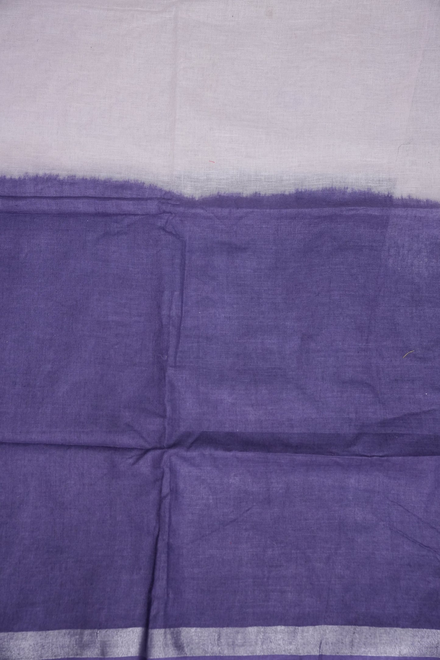 Hand Embroidery Pure Linen Saree With Tissue Border - Navy Blue and White Ombre