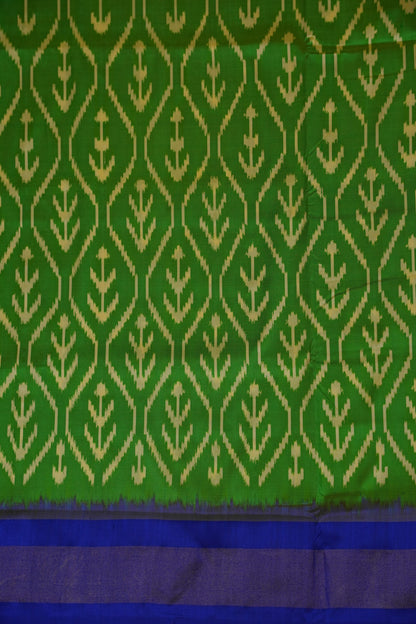 Pure Ikkat Soft Silk Saree - Green & Blue