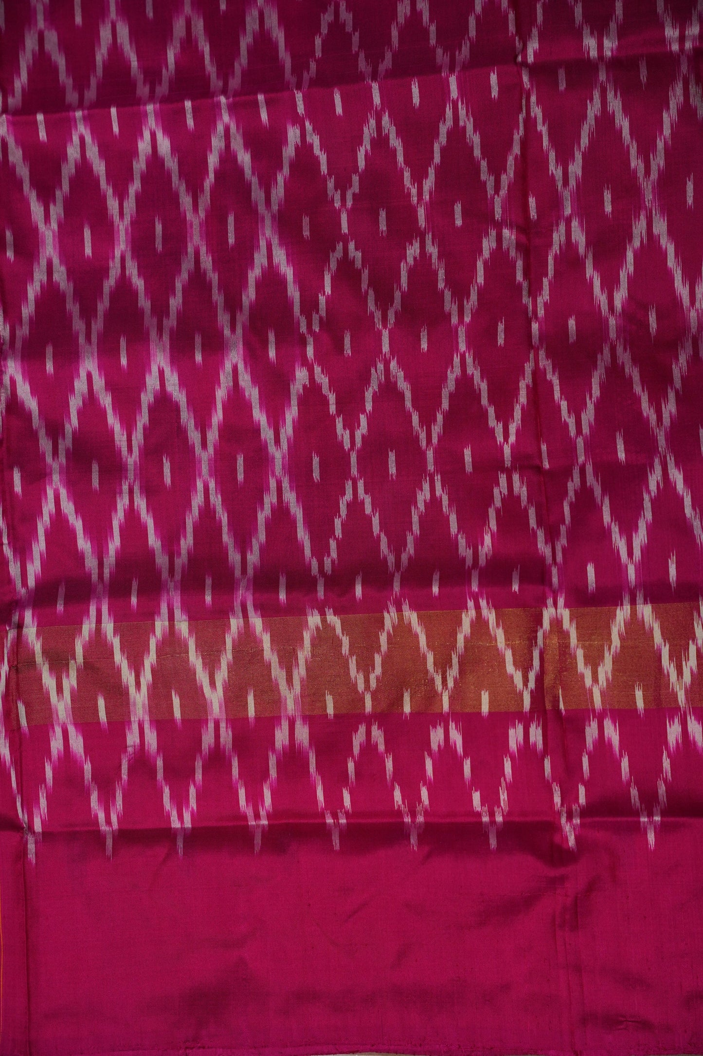 Pure Ikkat Soft Silk Saree - Turquoise Blue & Rani Pink