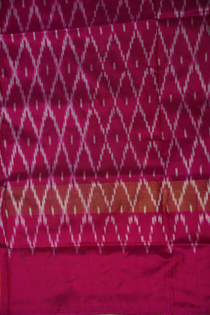 Pure Ikkat Soft Silk Saree - Turquoise Blue & Rani Pink