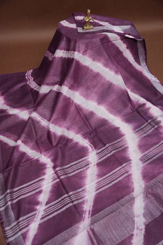 Pure Linen Shibori Print Saree - Wine