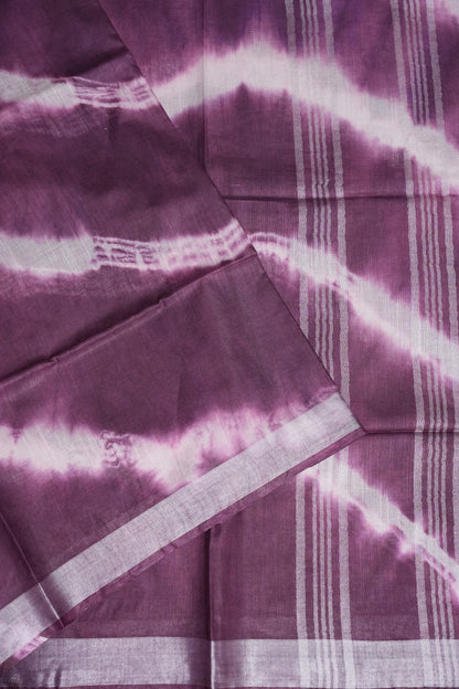 Pure Linen Shibori Print Saree - Wine
