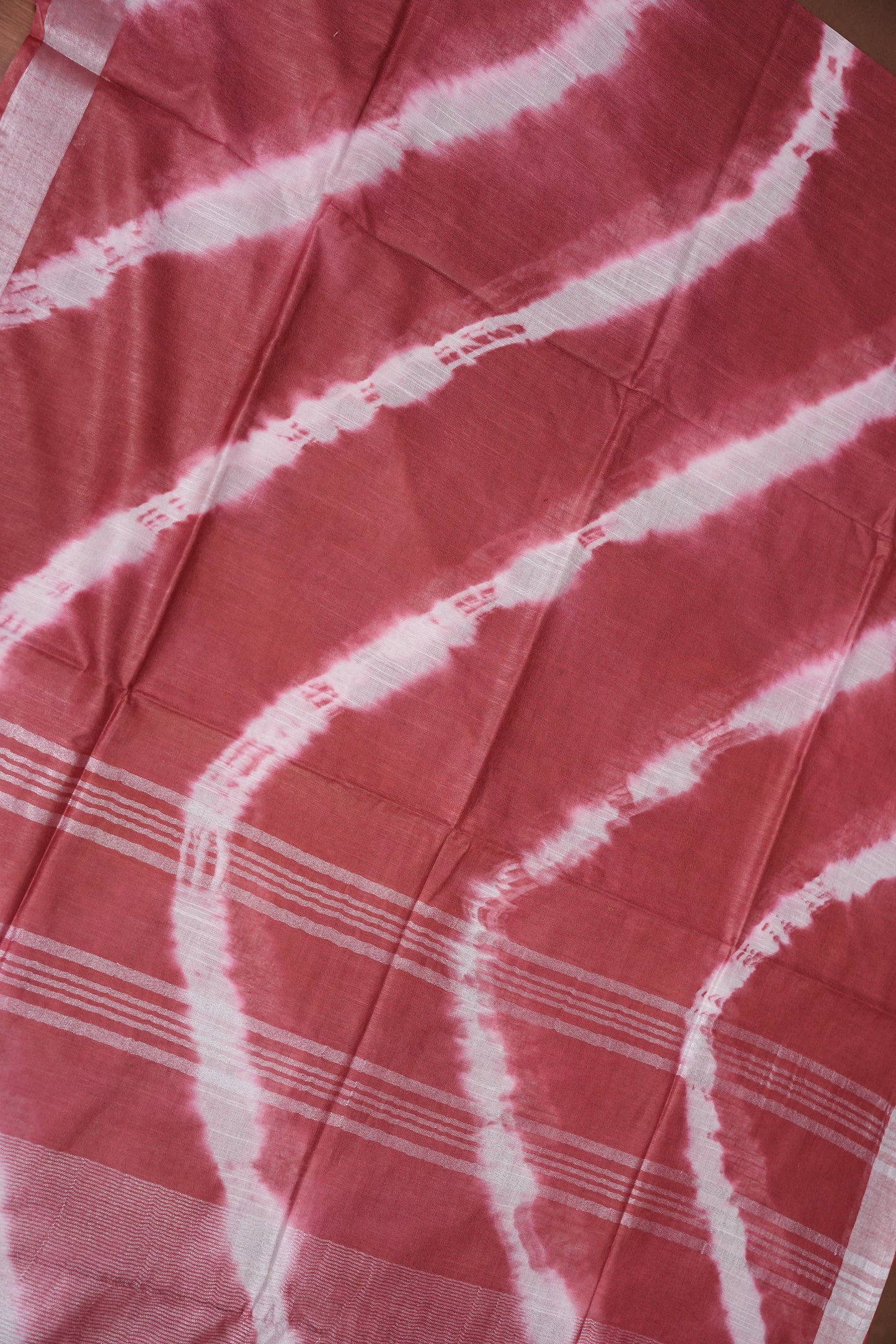 Pure Linen Shibori Print Saree - Maroon