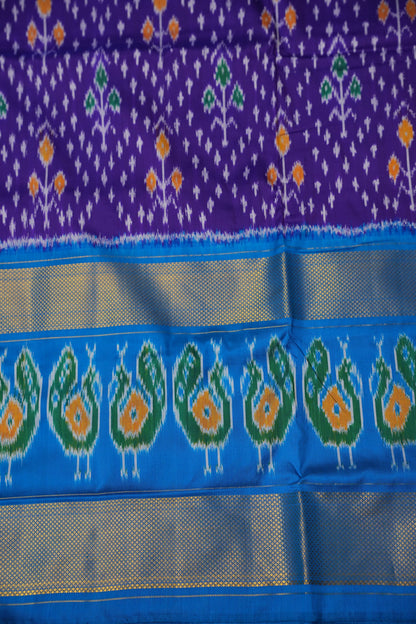 Pure Ikkat Soft Silk Saree - Purple with Blue