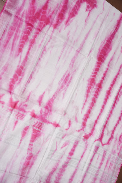 Pure Linen Shibori Print Saree - White & Pink