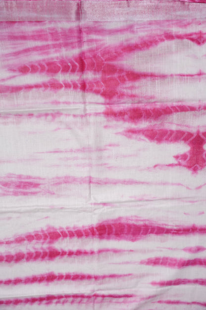 Pure Linen Shibori Print Saree - White & Pink