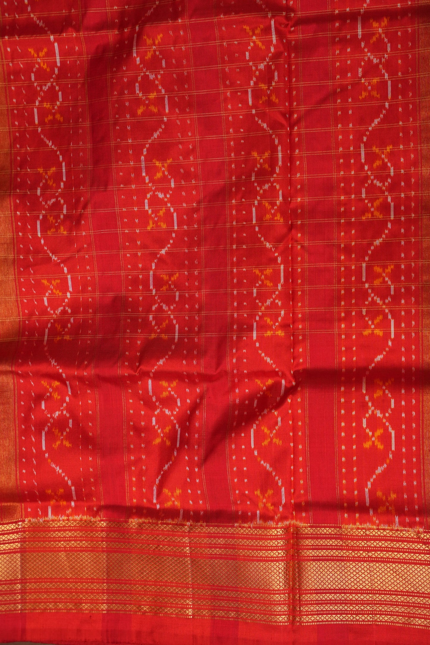 Pure Ikkat Soft Silk Saree - Coffee with Red
