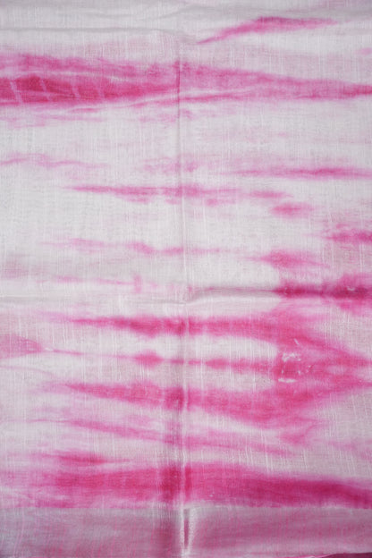 Pure Linen Shibori Print Saree - White & Pink