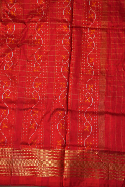 Pure Ikkat Soft Silk Saree - Coffee with Red