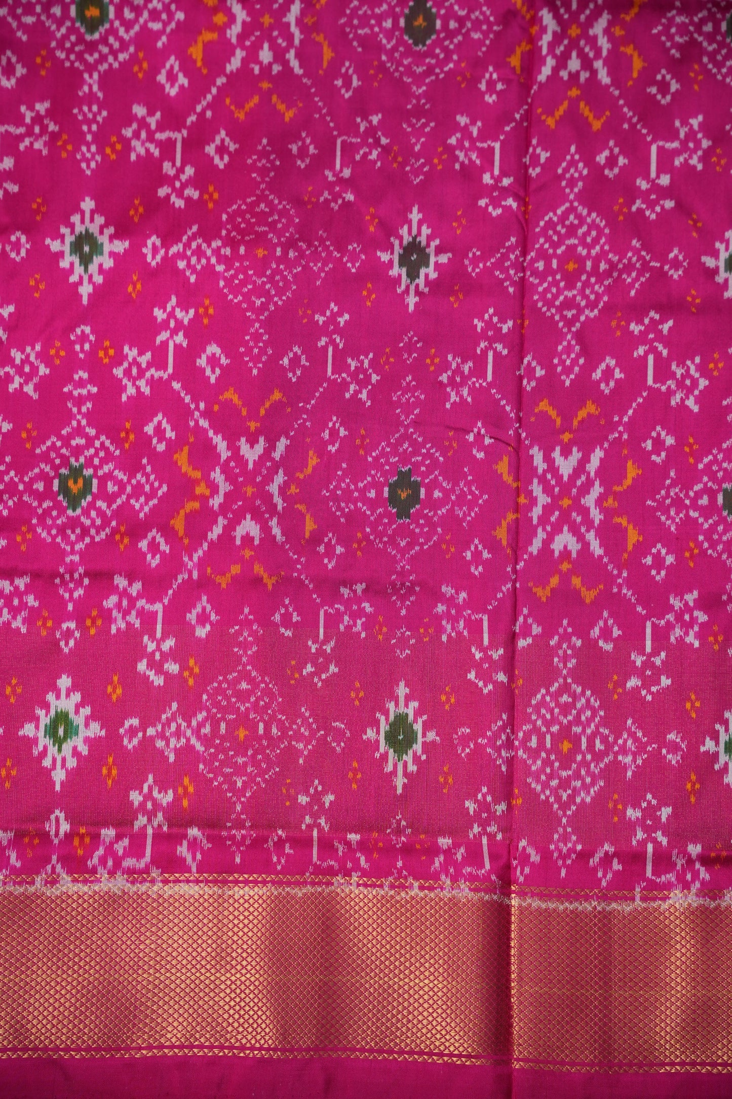 Pure Ikkat Soft Silk Saree - Teal Blue & Rani Pink