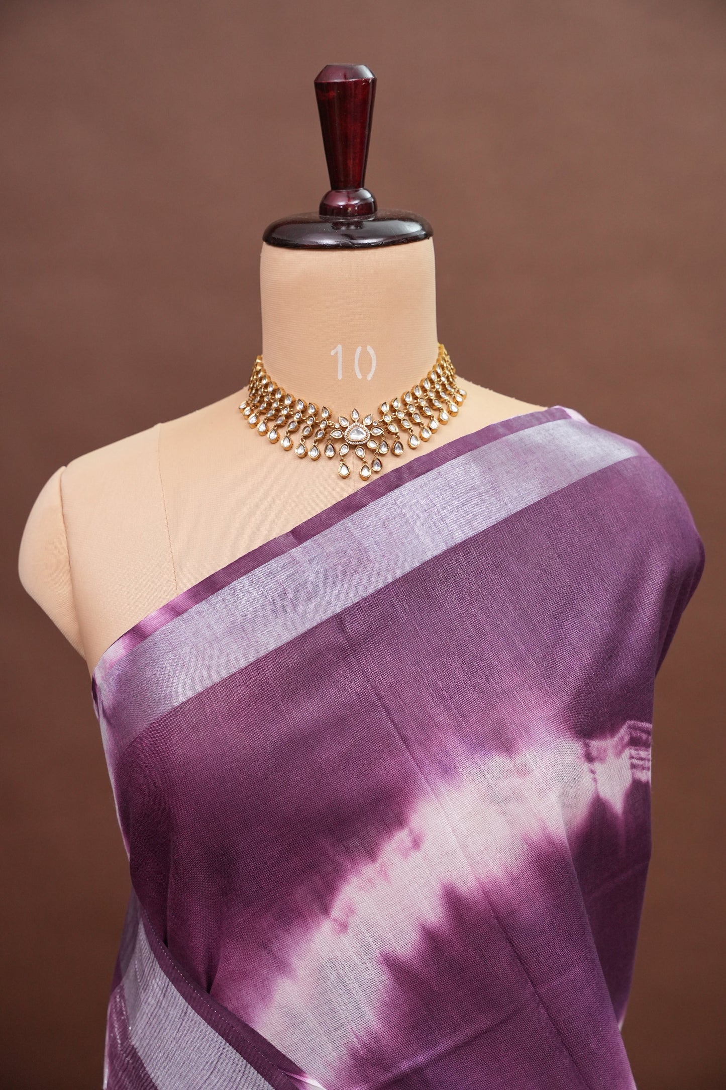Pure Linen Shibori Print Saree - Wine