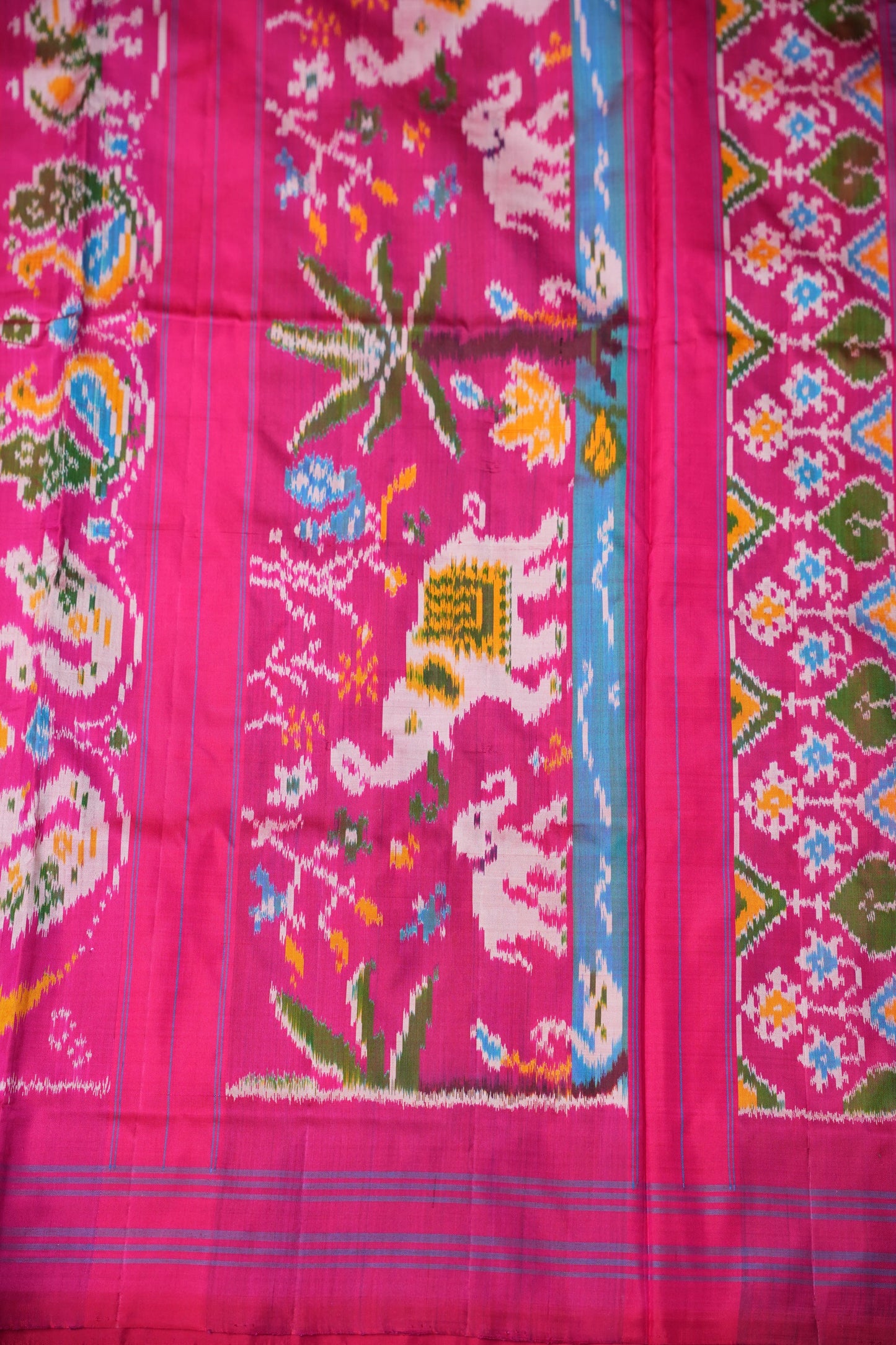 Pure Ikkat Soft Silk Saree -  Pink with Multicolour