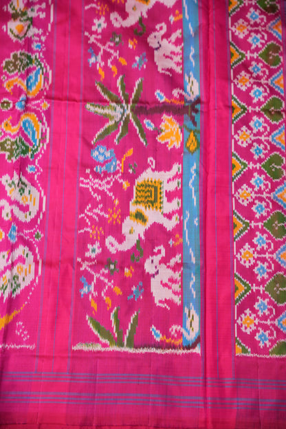 Pure Ikkat Soft Silk Saree -  Pink with Multicolour