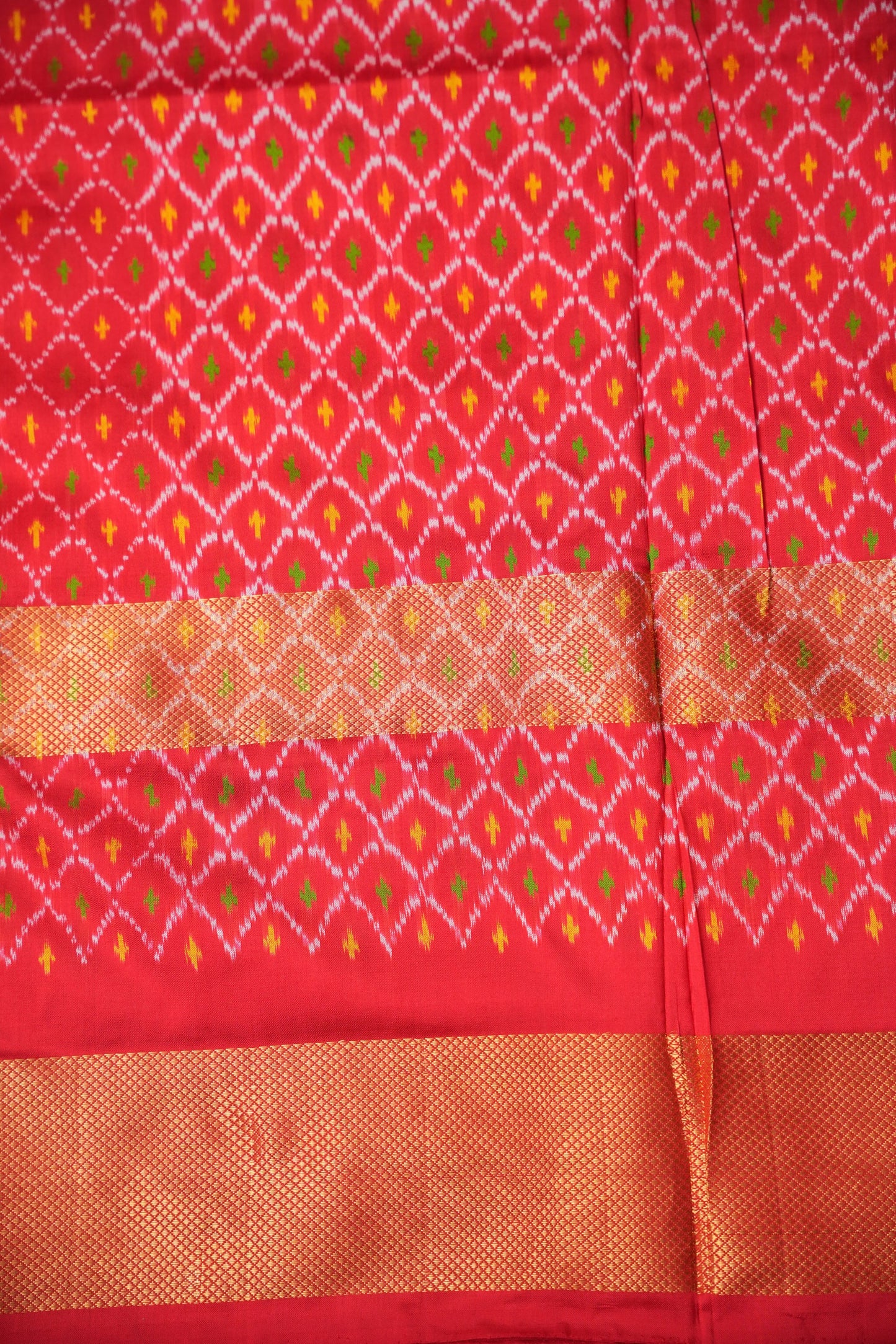 Pure Ikkat Soft Silk Saree - Yellow & Red