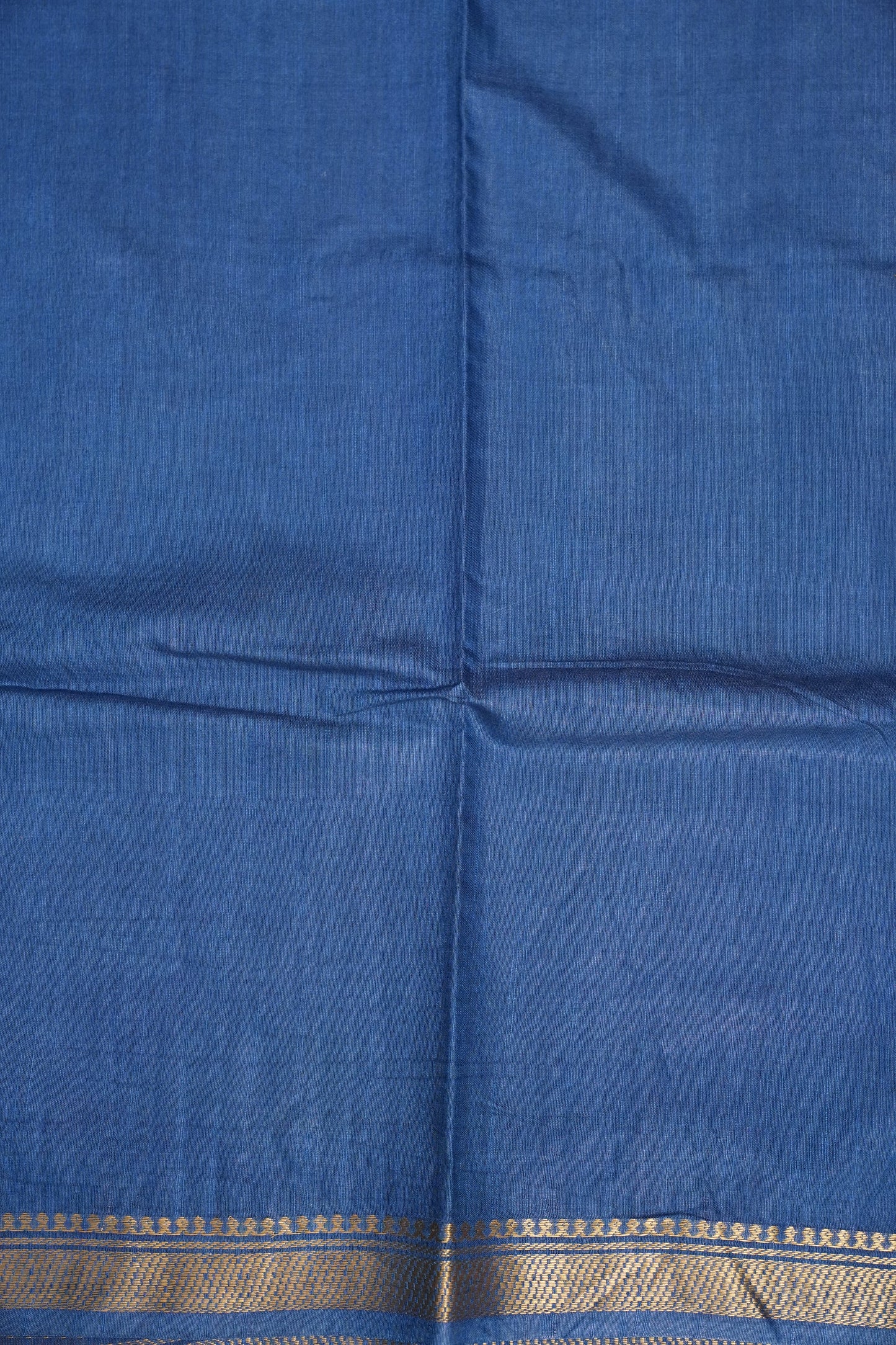 Hand Embroidery Pure Linen Silk Saree With Gold Zari Border - Steel Blue