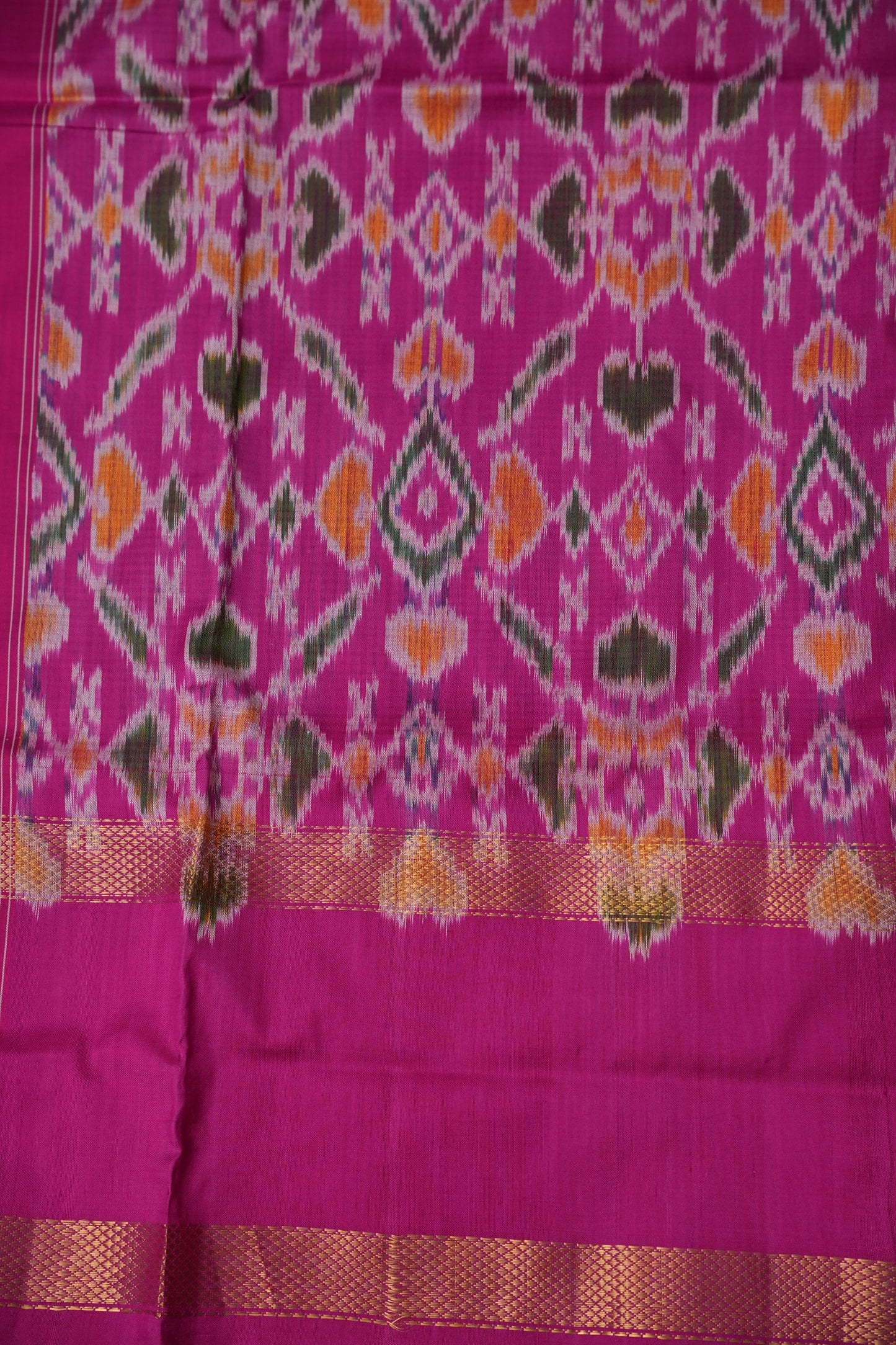 Pure Ikkat Soft Silk Saree - Pistachio Green & Pink