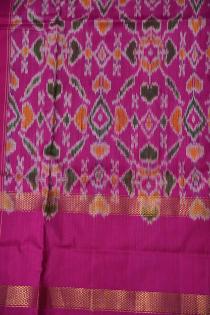 Pure Ikkat Soft Silk Saree - Pistachio Green & Pink