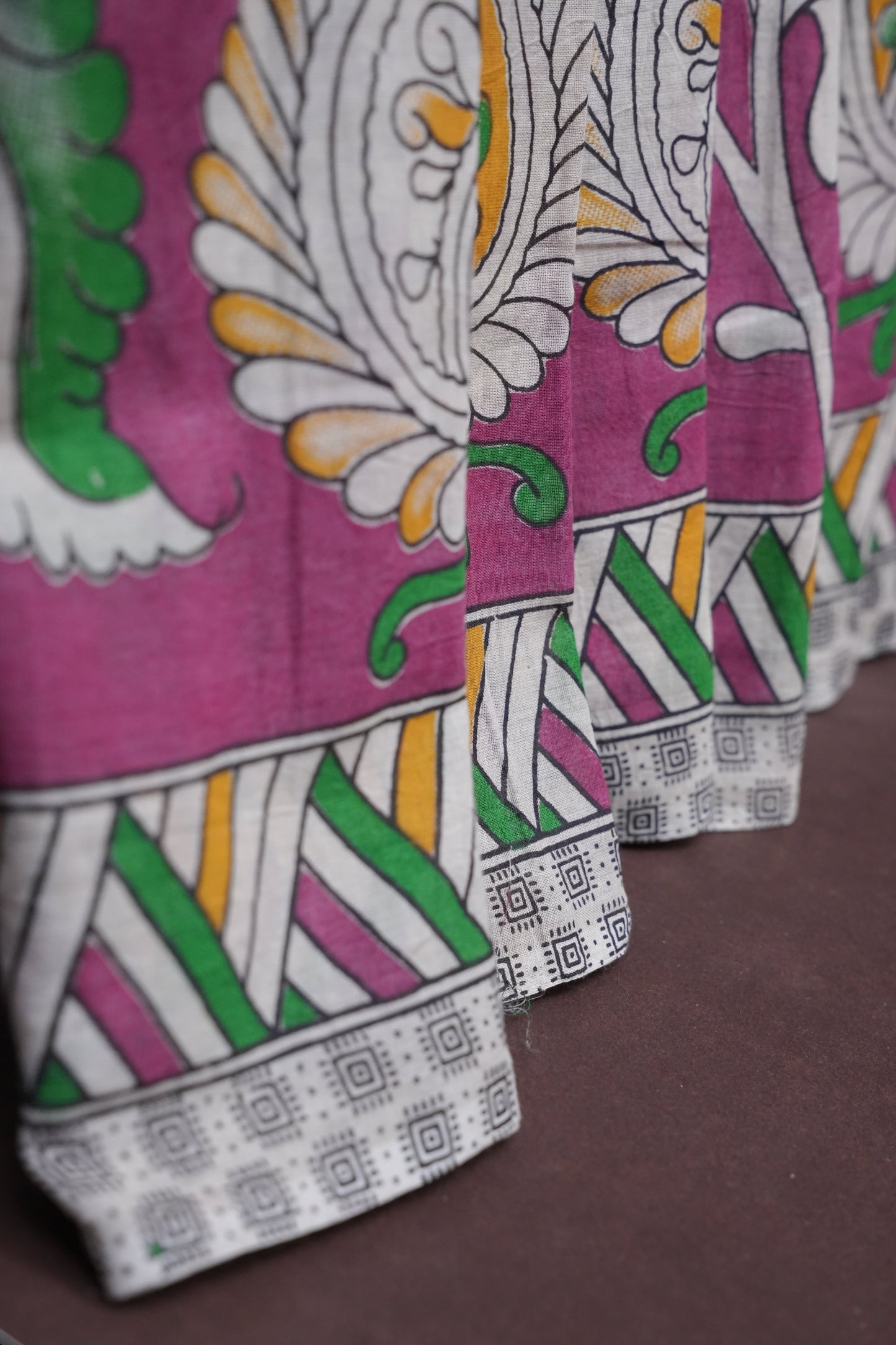 Pure Cotton Saree with Digital Kalamkari Prints - Pink & White