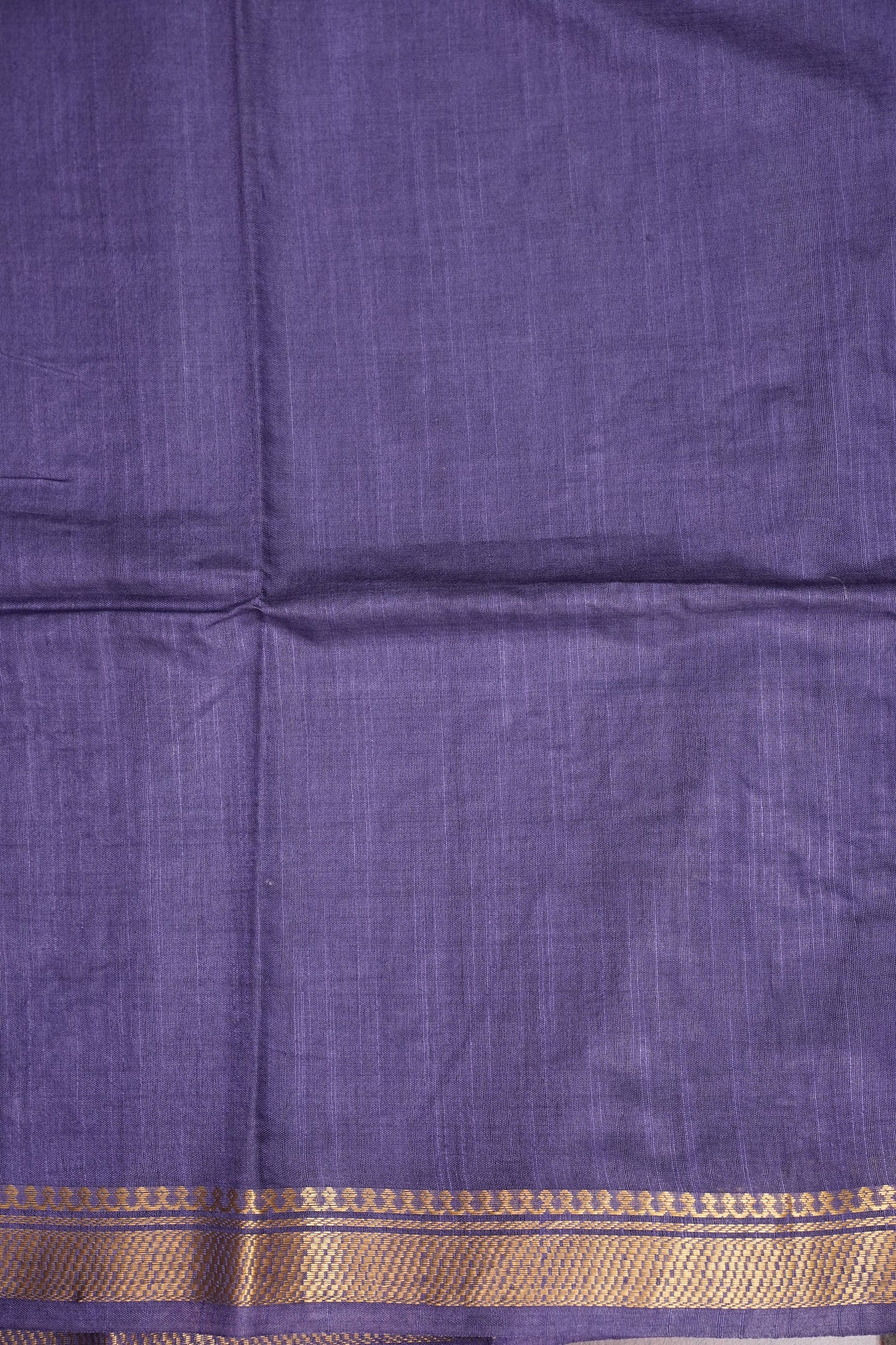 Hand Embroidery Pure Linen Silk Saree With Gold Zari Border - Smoky Lavender Purple