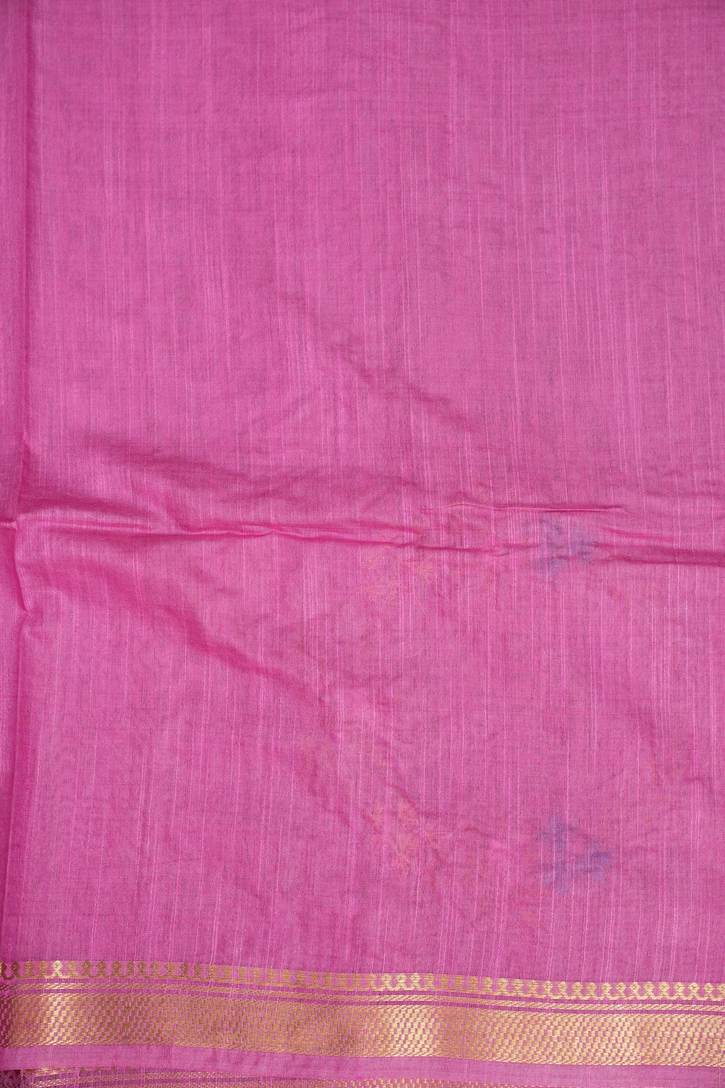 Hand Embroidery Pure Linen Silk Saree With Gold Zari Border - Candy Pink